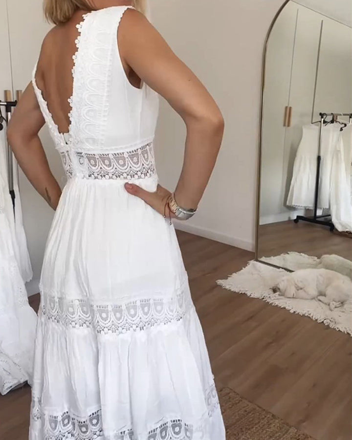 Heather | Elegant Lace Dress with V-Neck