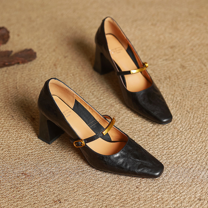 Marleon Leather Strap Pumps