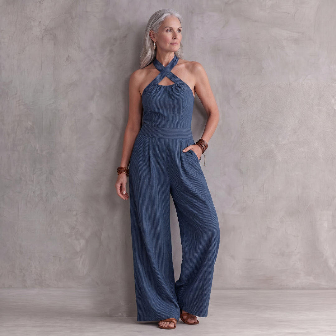 Bianca Jumpsuit with elegant crossover neckline