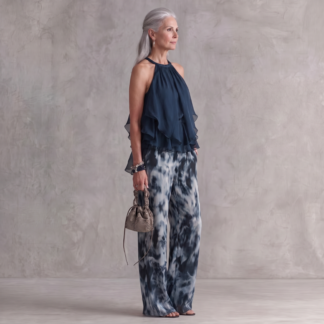 Ludovica elegant chiffon two-piece set