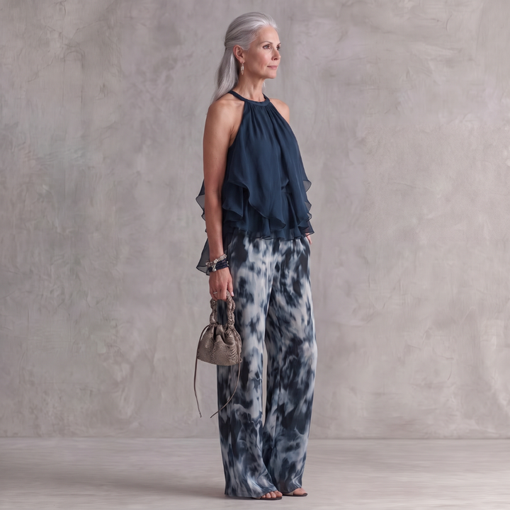 Ludovica elegant chiffon two-piece set
