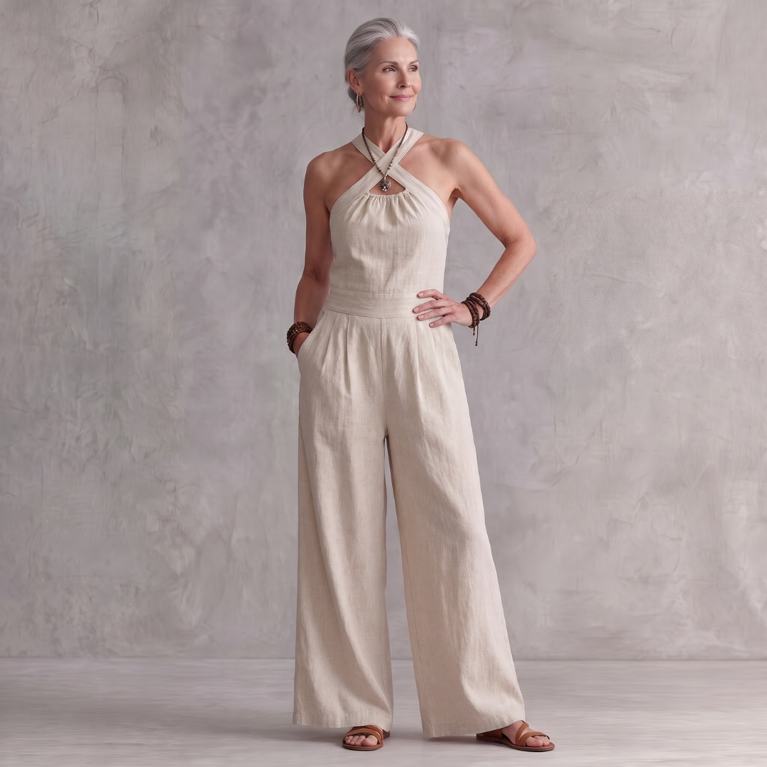 Bianca Jumpsuit with elegant crossover neckline