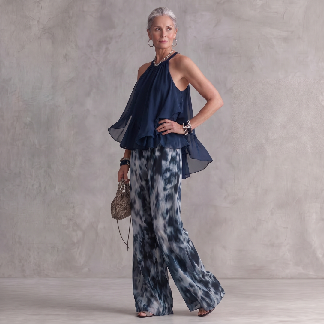 Ludovica elegant chiffon two-piece set