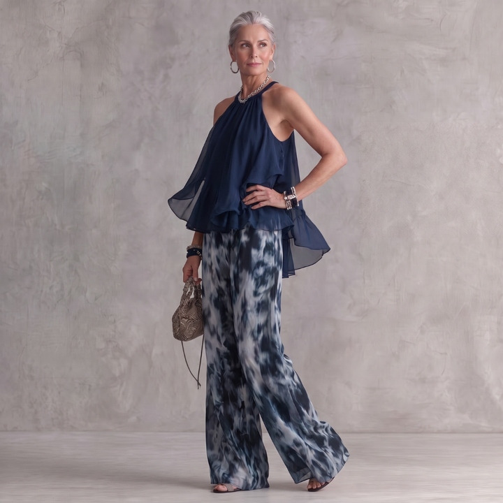Ludovica elegant chiffon two-piece set