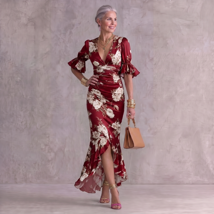 Shelby V-Neck Maxi Wedding Guest Dress