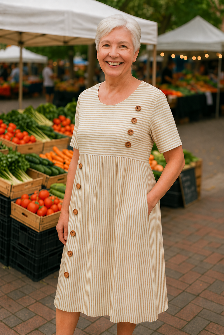 Angela | Striped Midi Dress