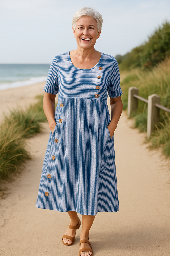 Angela | Striped Midi Dress