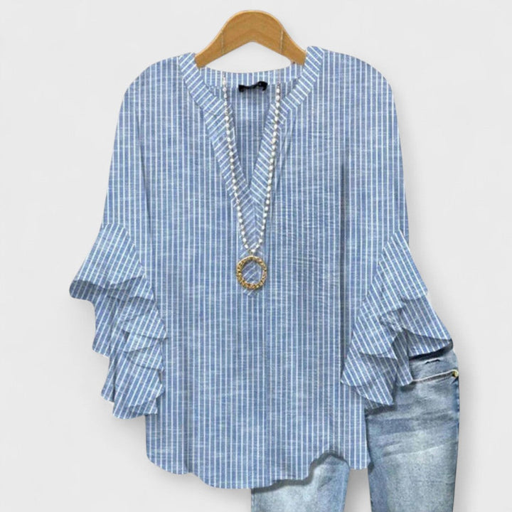 Cordelia Women’s Printed Blouse with Ruffled Sleeves