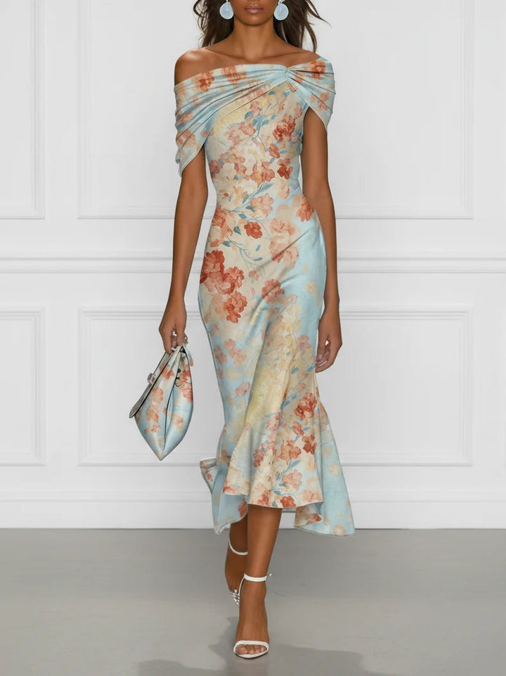 Vittoria Midi Floral Pattern Mermaid Dress