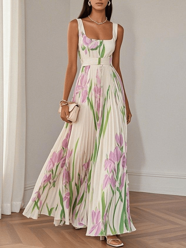 Ivana Sleeveless Chiffon Maxi Dress