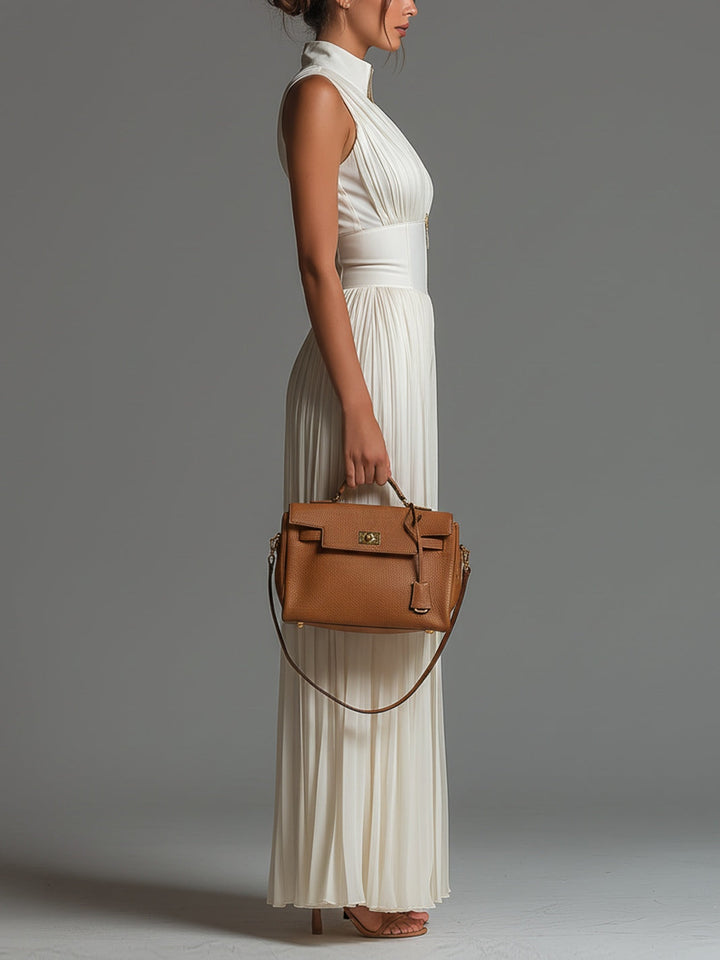 Sofia Jumpsuit White Pleated Chiffon