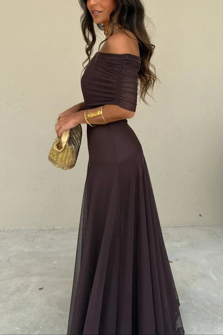 Ida pleated one-Shoulder summer long dress