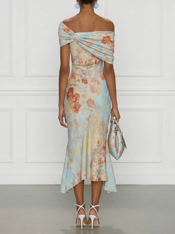 Vittoria Midi Floral Pattern Mermaid Dress