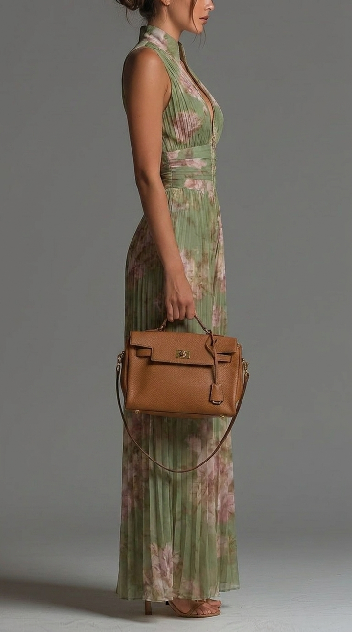 Lilly Pleated Florar Chiffon Jumpsuit