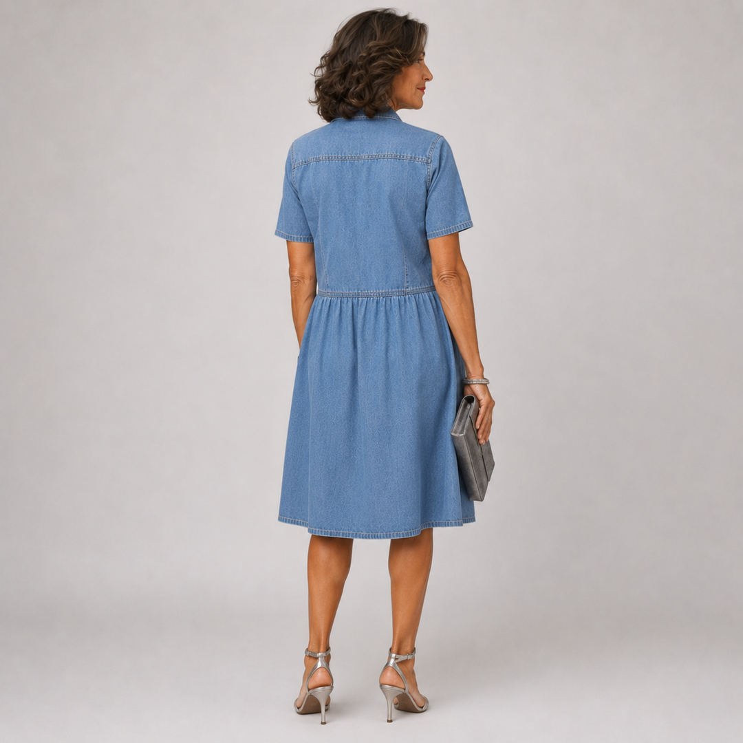 Marlina Button-Front Chambray Dress