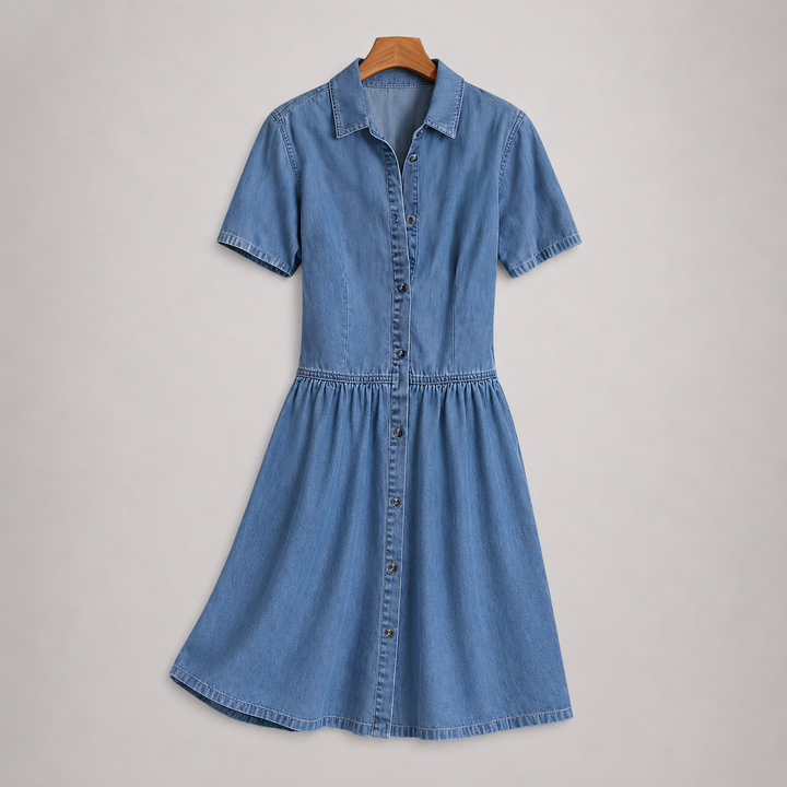 Marlina Button-Front Chambray Dress
